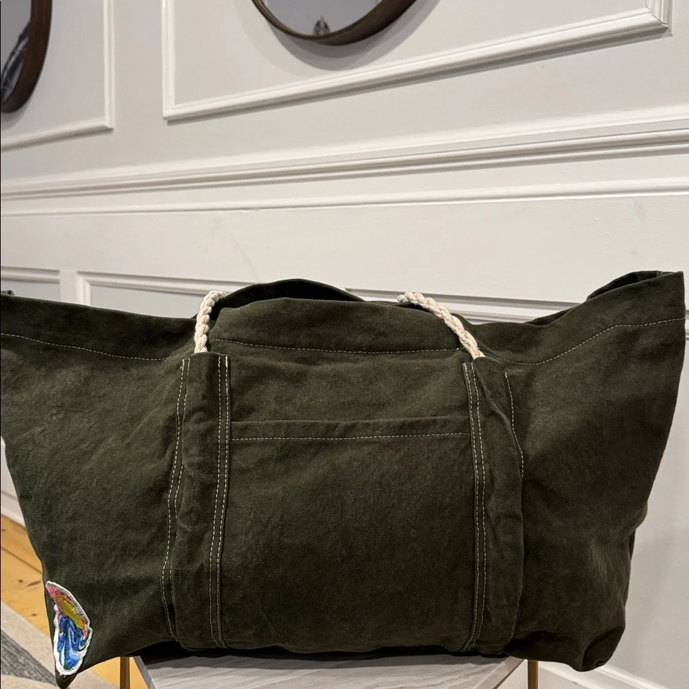 Free People Been There Badge Green Oversized Large Weekender Travel Tote - Picture 8 of 17